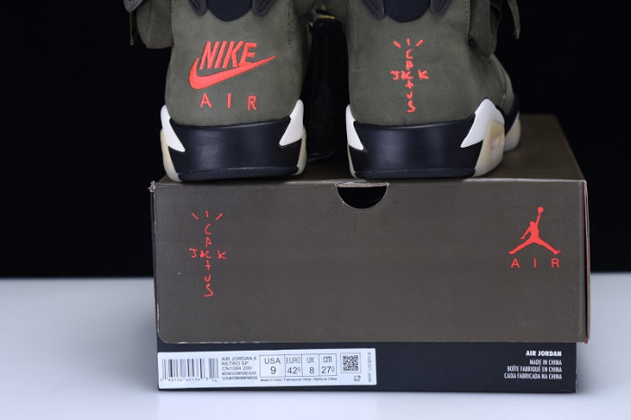 travis scott air jordan 6 medium olive - cn1084-200