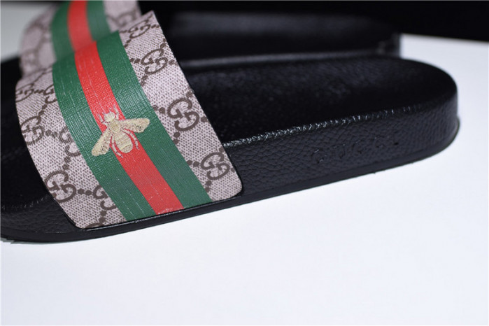 gc leather slide sandal with bee